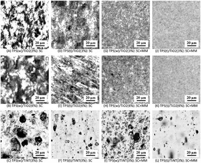 Thermoplastic Starch Composites Filled With Isometric and Elongated TiO2-Based Nanoparticles